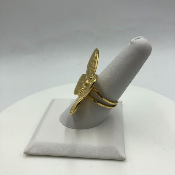 18K Gold Plated Butterfly Women's Statement Ring Open Back Insect Jewelry - Picture 4 of 12